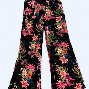 INC Tropical Vacation with Shimmer Black Lounge Pants Sz XS